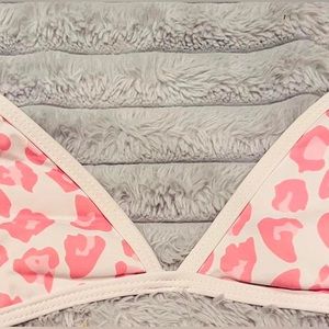 Pink and white bikini top